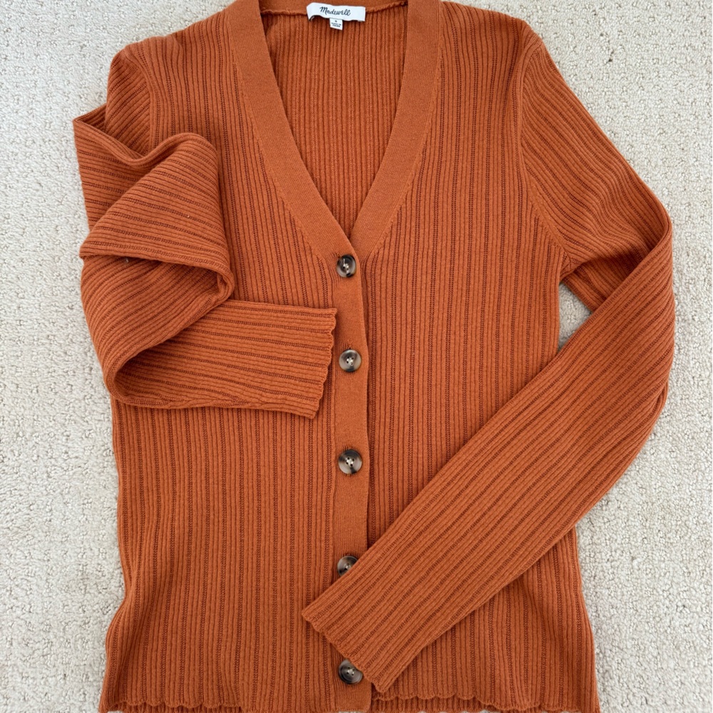 Madewell Pointelle Ribbed Cardigan Sweater in
Mulled Cider